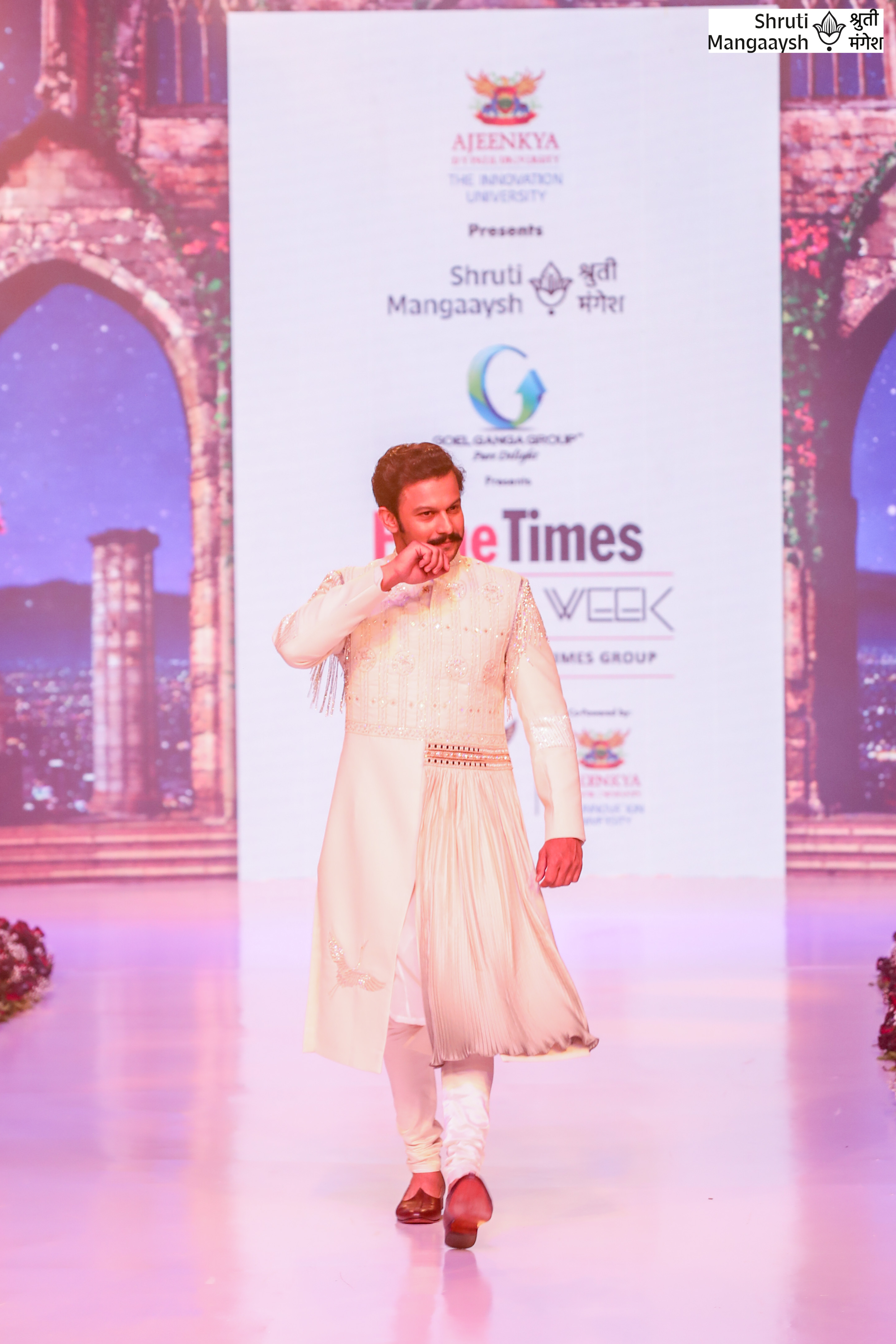 Adinath Kothare in Ivory Embroidered Draped Sherwani