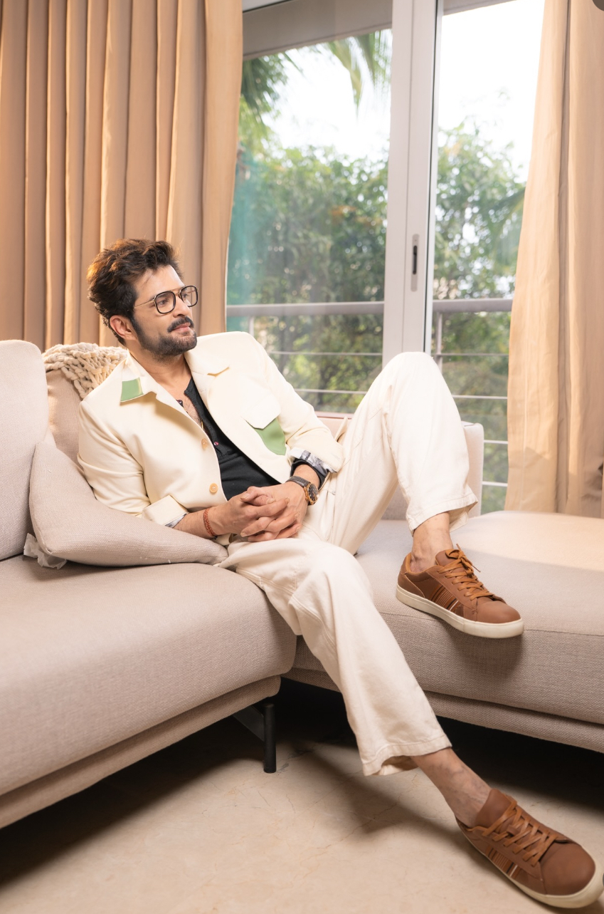 Raqesh Bapat in Ivory Patchwork Linen Jacket