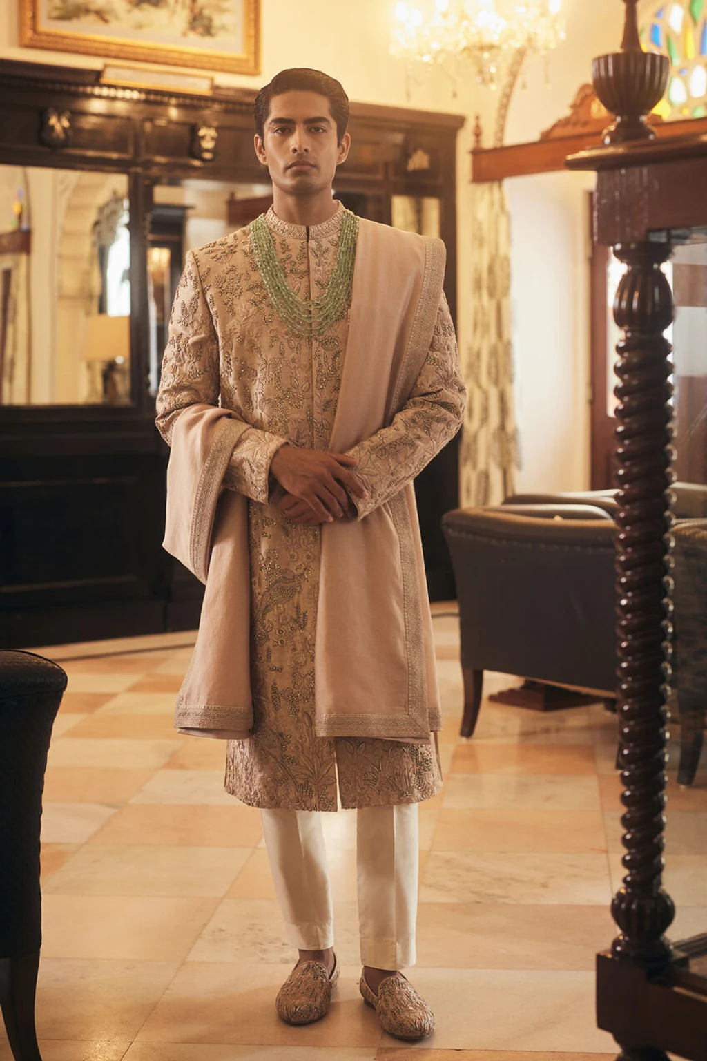 Champagne Gold Brocade Sherwani