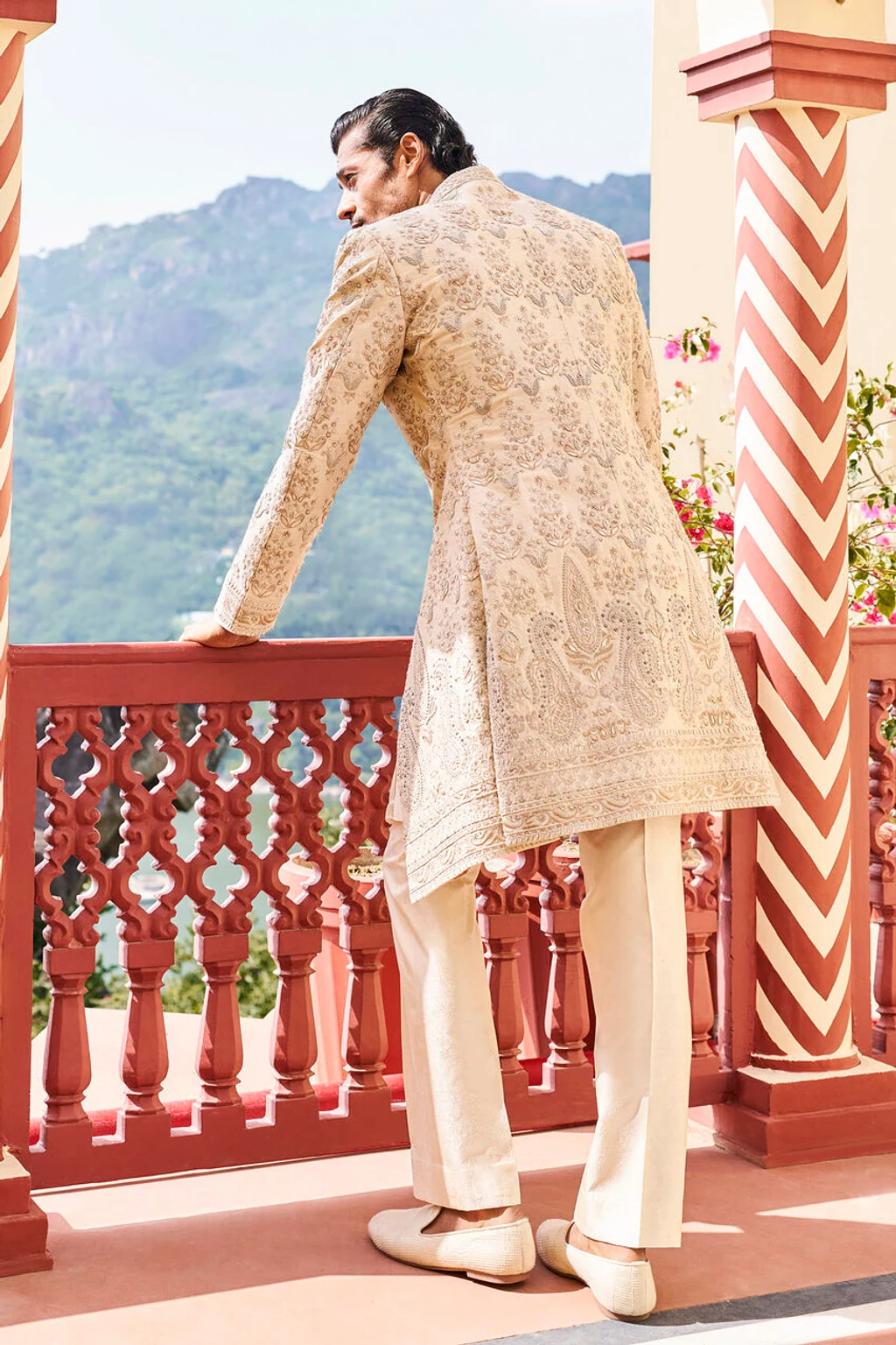 Jet Black Hand-Embroidered Silk Bandhgala